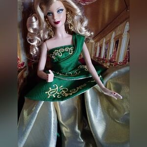 Barbie Green and Gold Holiday Gown